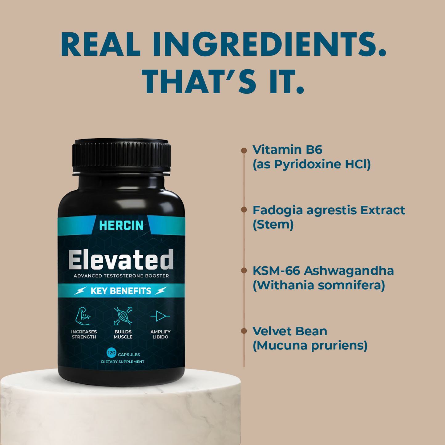 Hercin Elevated - Supplements to Increase Testosterone (Testosterone Booster)
