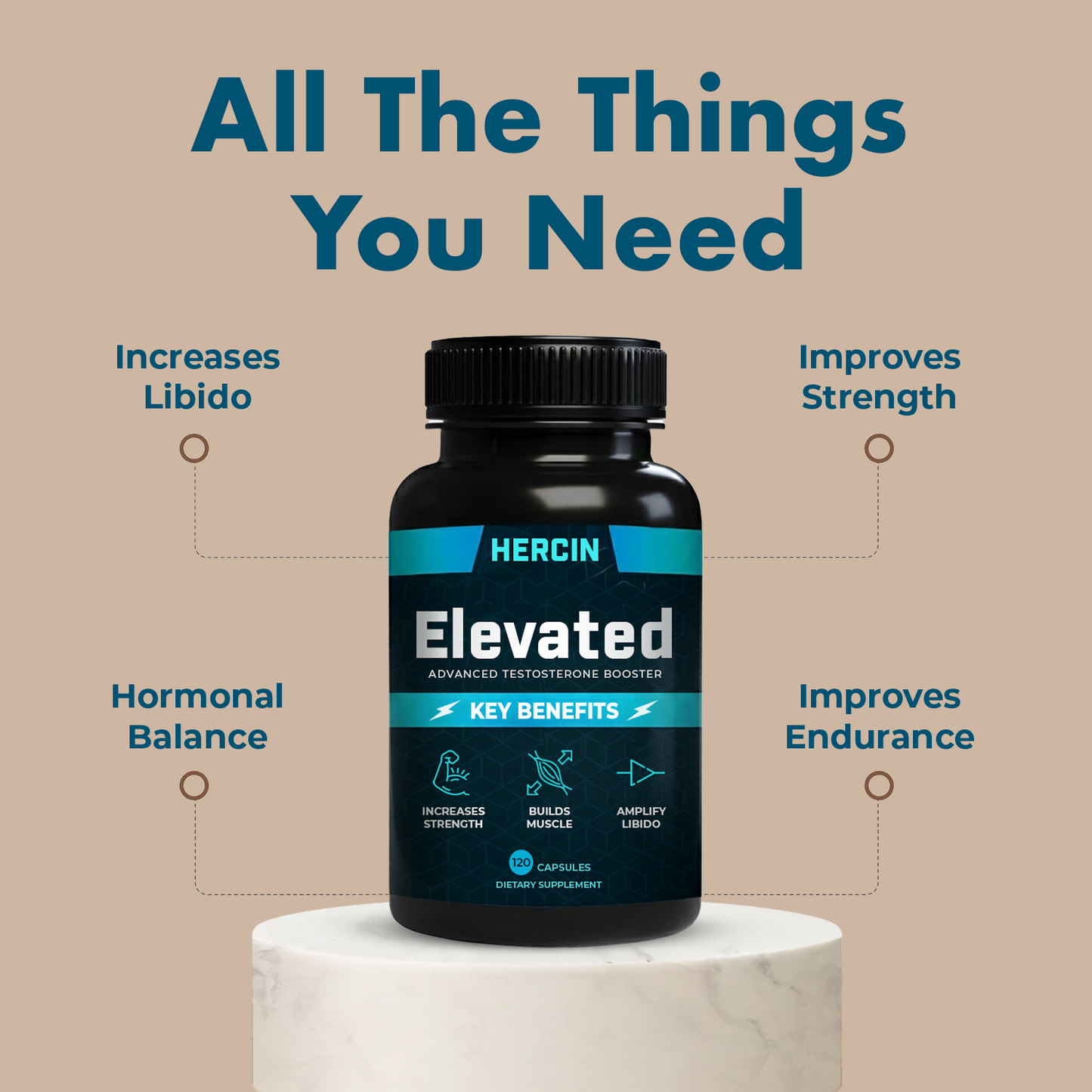 Hercin Elevated - Supplements to Increase Testosterone (Testosterone Booster)